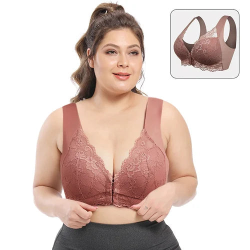 Women Bras Adjustable Front Open Wireless Push Up Bras Solid Color